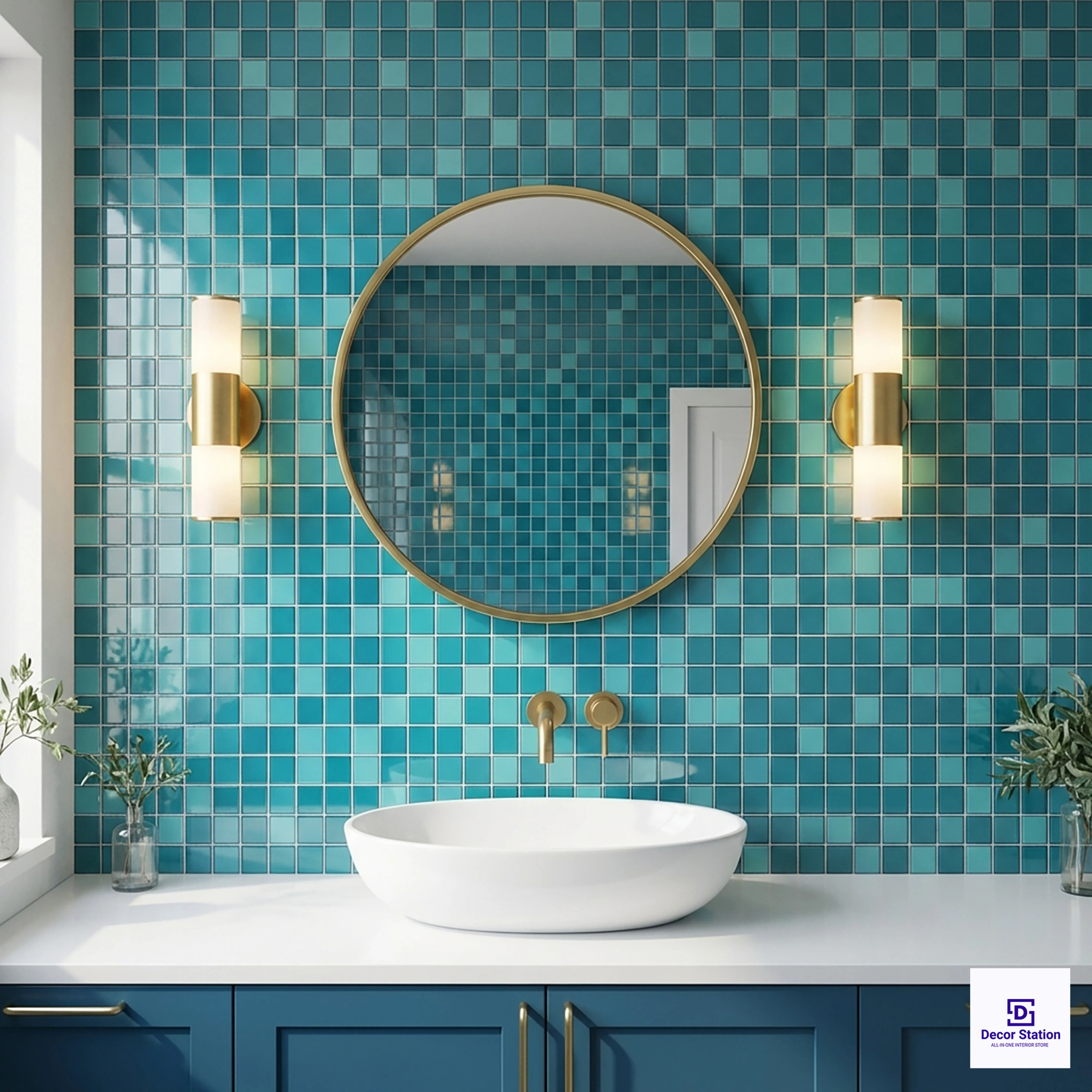 CMT-48-22033 Green Mosaic Glossy Pool 1x1 ft 4mm tile | TL-53981-F