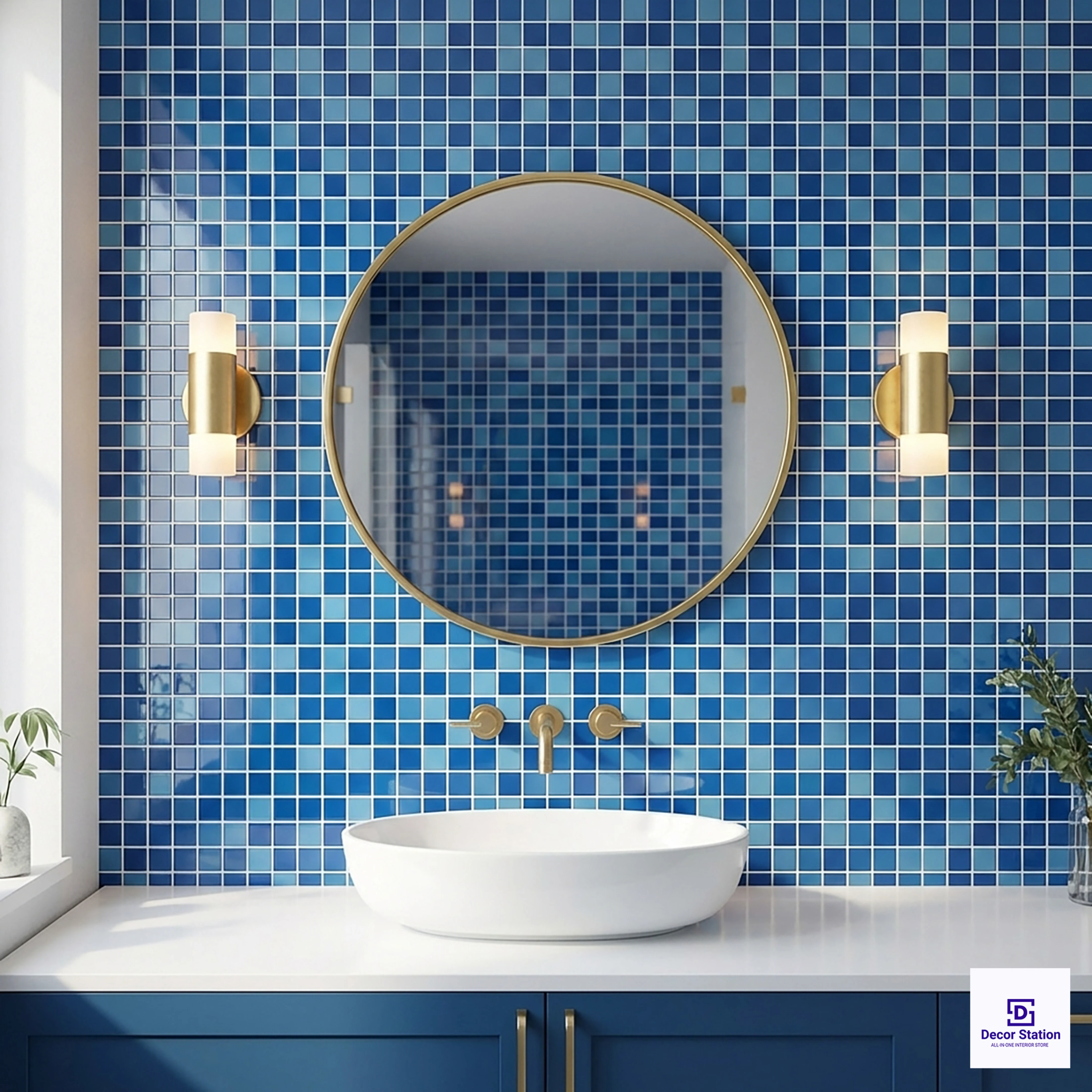 CMT 25 101 Blue Mosaic Glossy Pool 1x1 ft 4mm tile | TL-53981-G