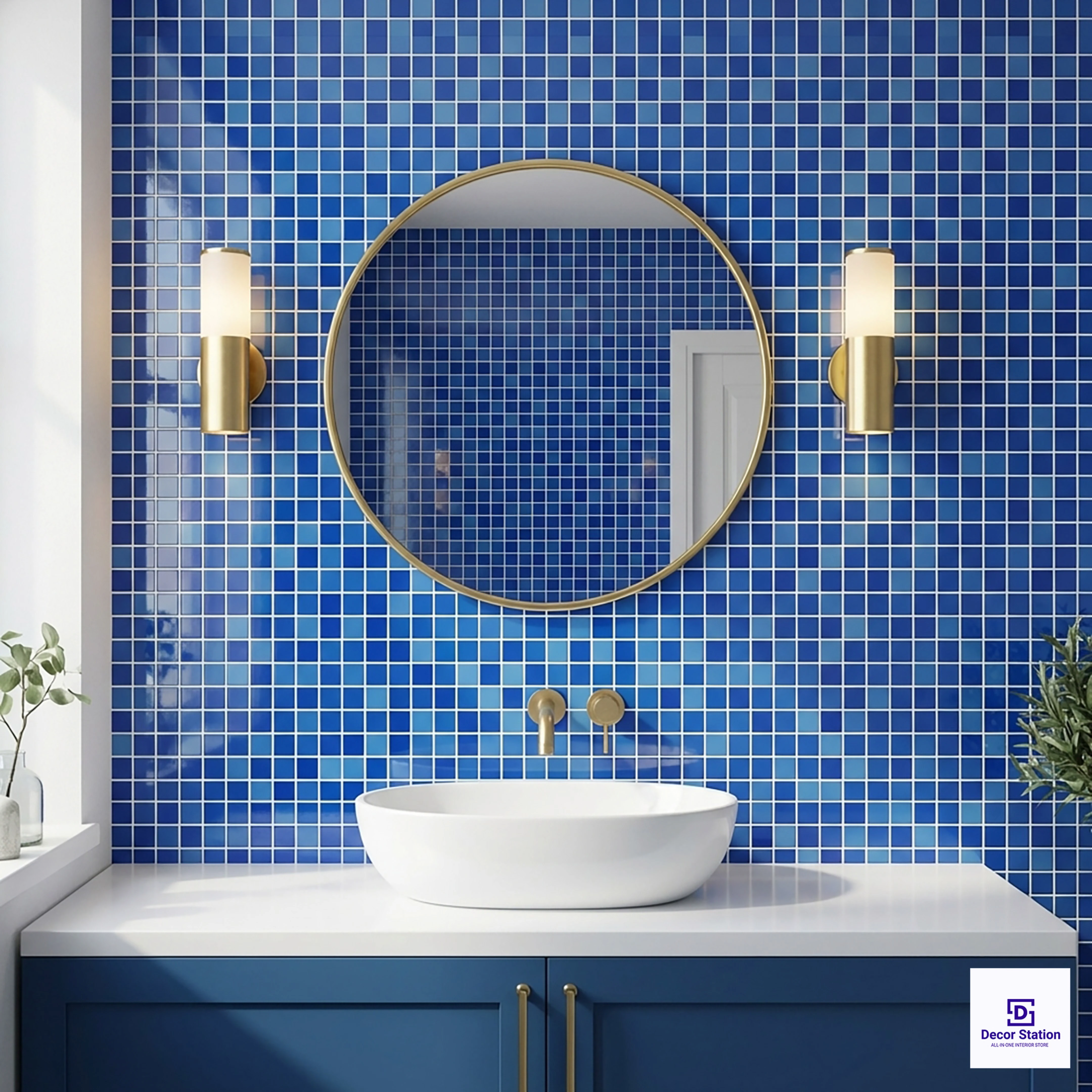 CMT 25 603 Blue Mosaic Glossy Pool 1x1 ft 4mm tile | TL-53981-L