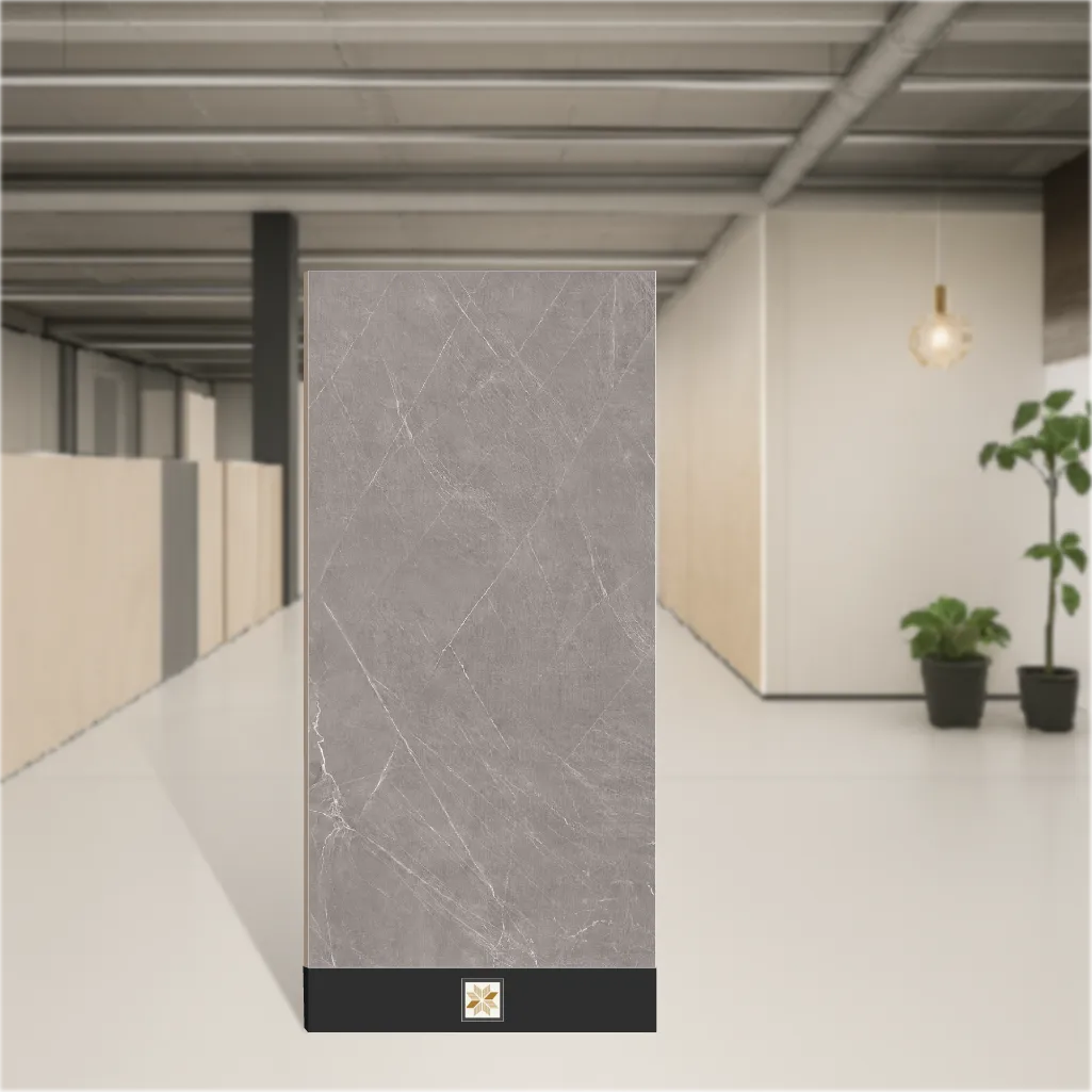 Vitrified Nexo Grey Marbles & Stones Glossy Rectangular Tiles TL-540 (4x2 feet | 9 mm)