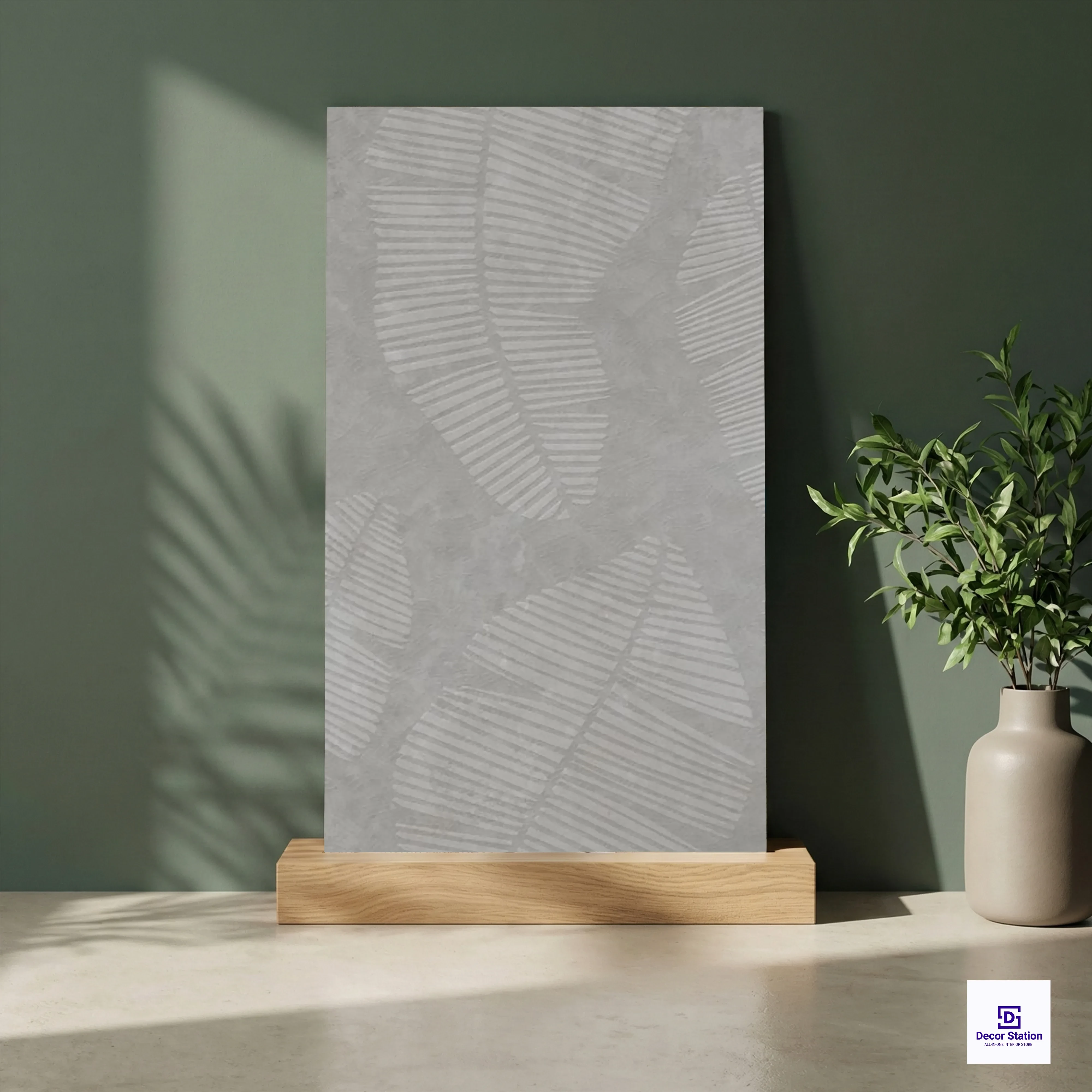 Cement Leaf Nero Decor Pattern Matt Vitrified 2x4 ft 9mm tile | TL-54069-A