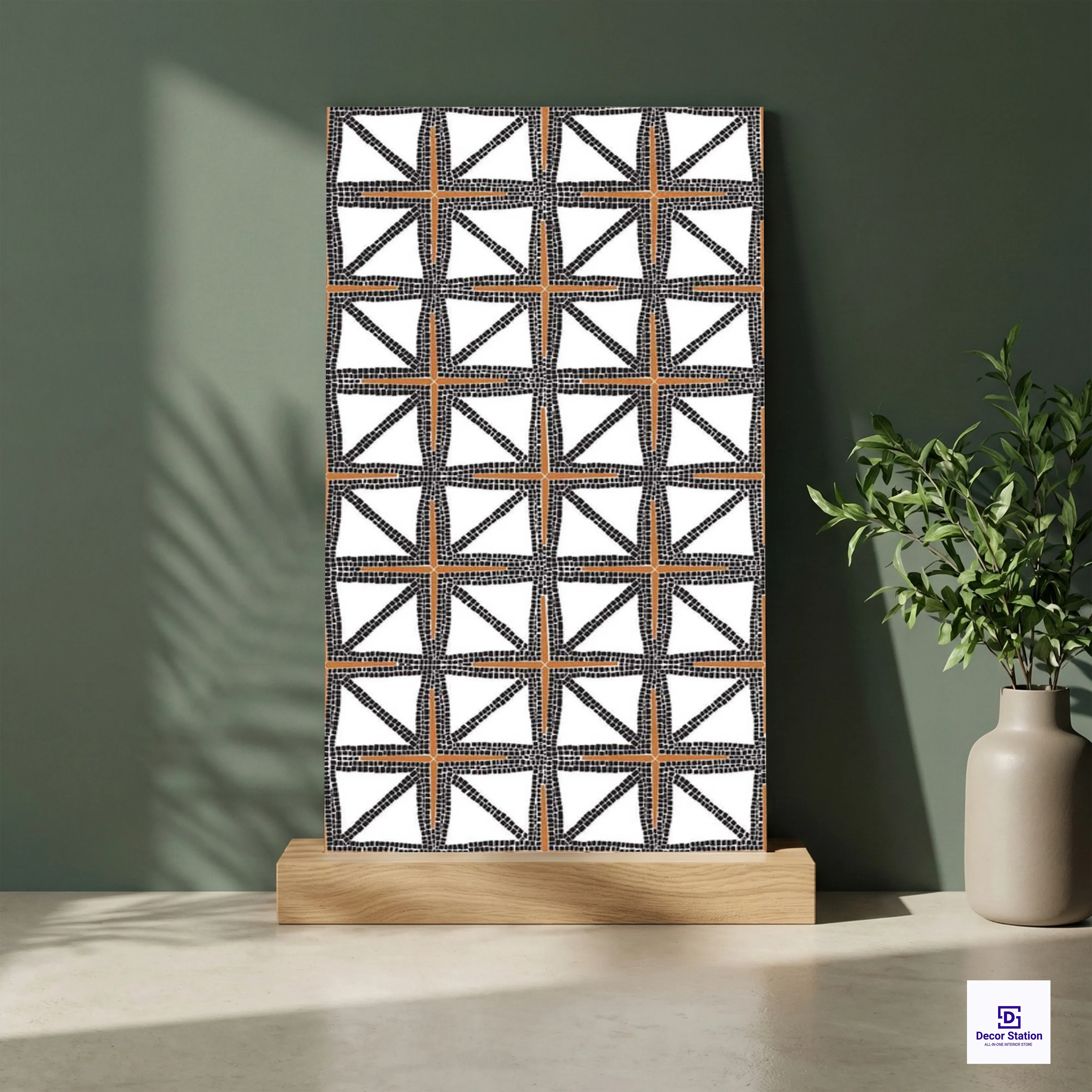 Ravenna Black Geometric Pattern Matt Vitrified 2x4 ft 9mm tile | TL-54088-A