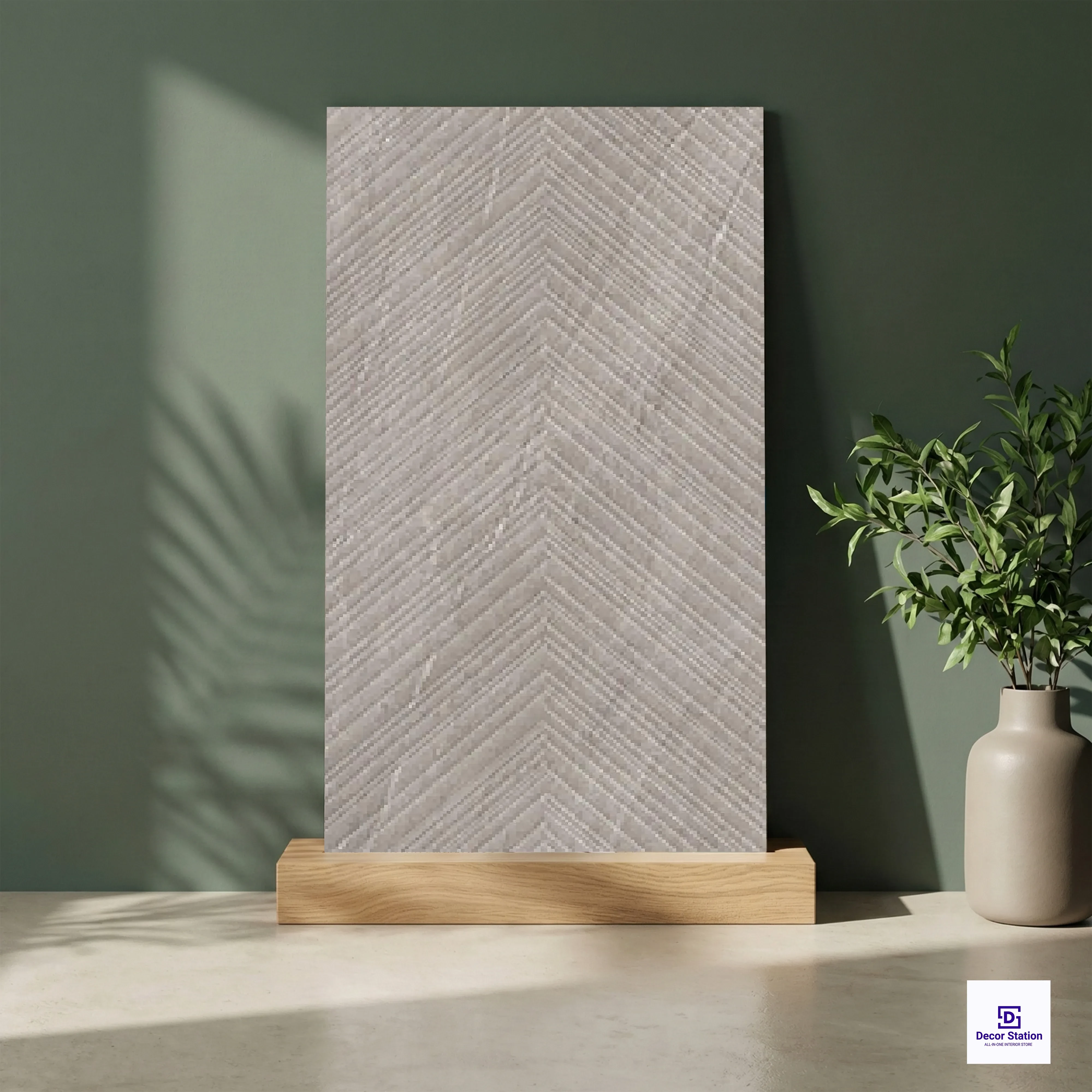 Confy Gris Decor Herringbone Matt Vitrified 2x4 ft 9mm tile | TL-54093-A