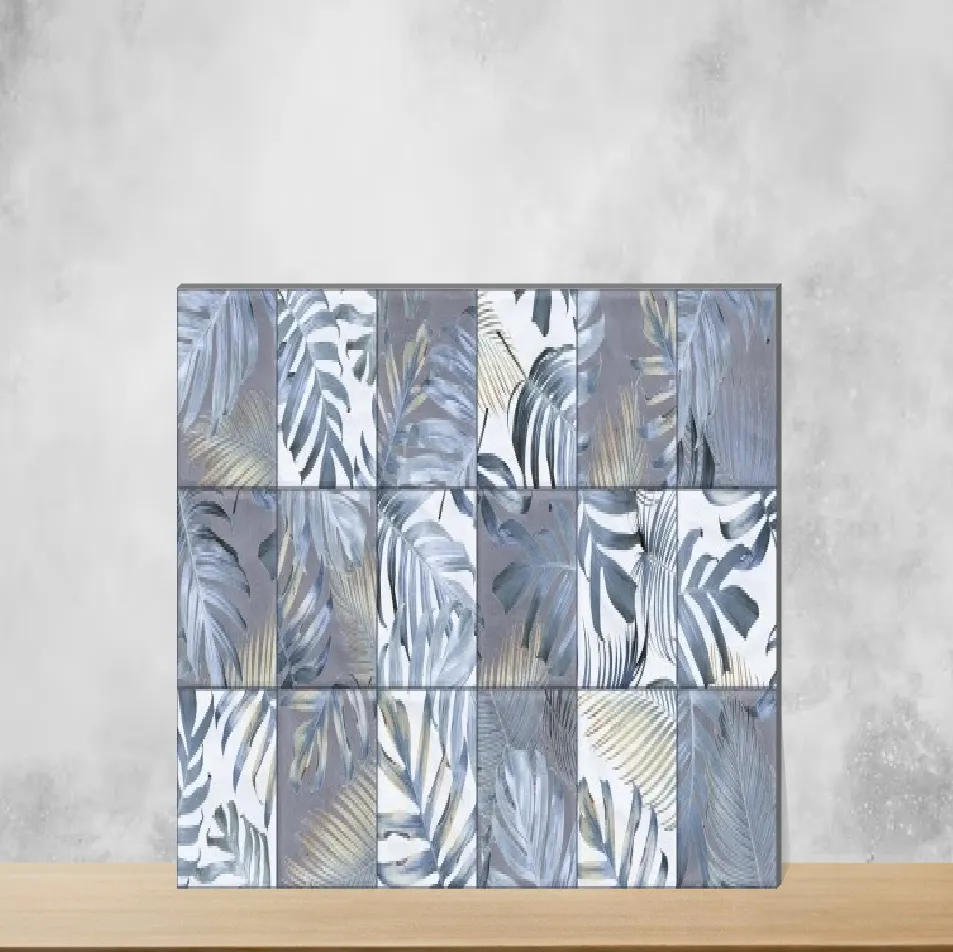 Ceramic Dove Marine HL02 Tropical Florals Glossy Rectangular Tiles TL-5837-E (24x12 inch | 8 mm)