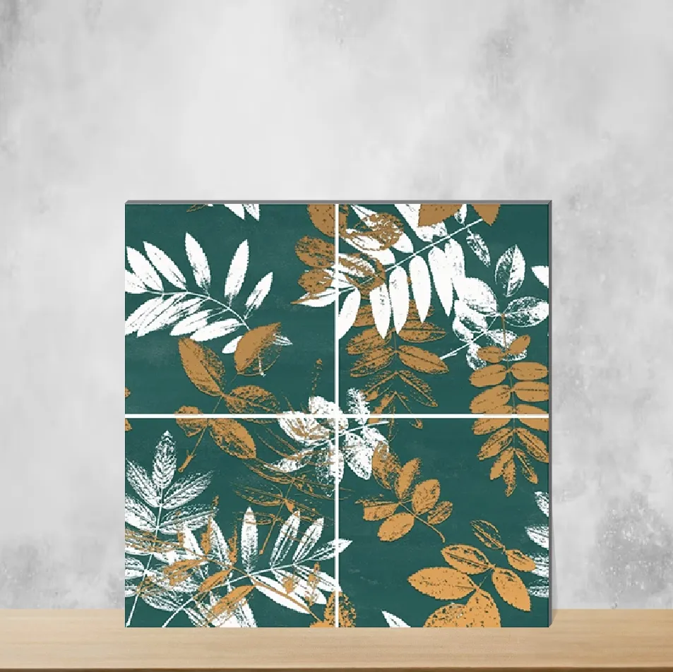 Ceramic Plana 8007 GLM (Gold) Tropical Florals Matt Square Tiles TL-5958-C (12x12 inch | 9 mm)