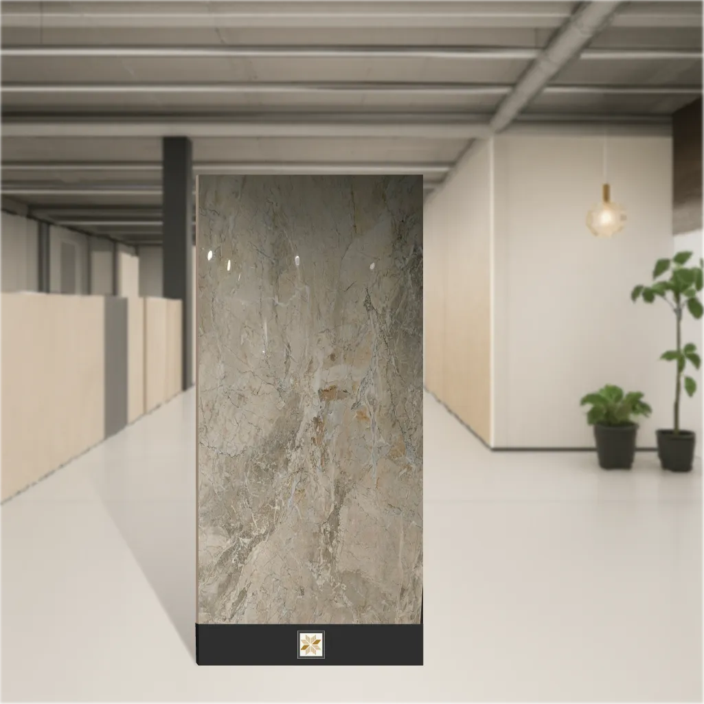 Vitrified Royal Breccia Marbles & Stones Glossy Rectangular Tiles TL-6040 (6x4 feet | 9 mm)