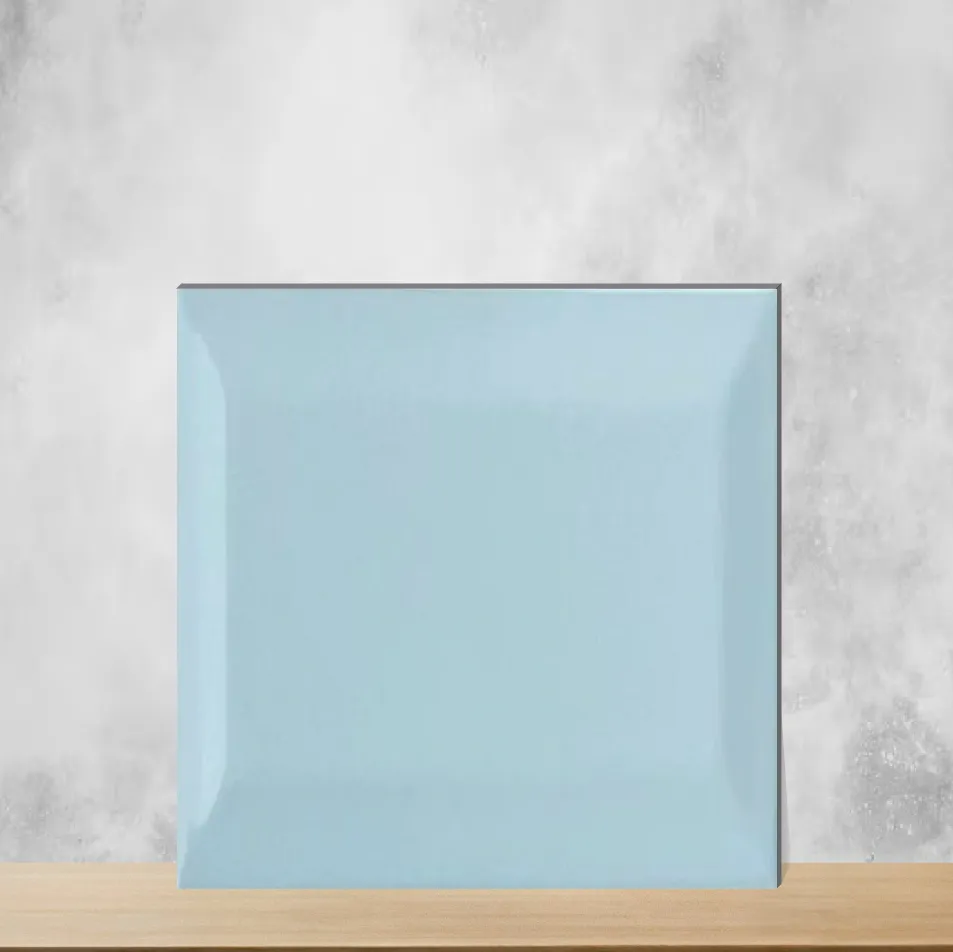 Ceramic Ice Blue Bevelled Glossy Rectangular Tiles TL-6122-F (8x4 inch | 7 mm)
