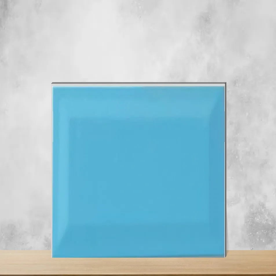 Ceramic T Blue Bevelled Glossy Rectangular Tiles TL-6122-J (8x4 inch | 7 mm)