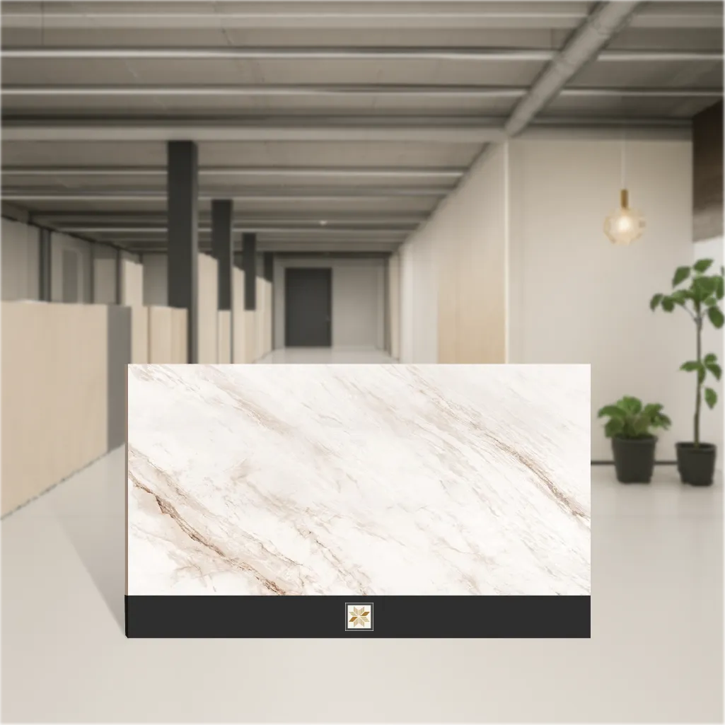 Vitrified Senso White Pearl Marbles & Stones Matt Rectangular Tiles TL-6128 (6x4 feet | 9 mm)