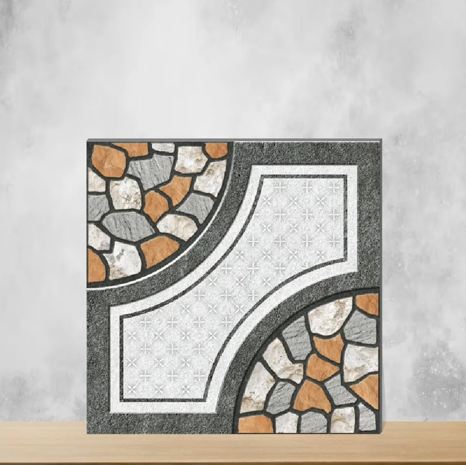 Vitrified Strada Pebble Pathway Marbles & Stones Matt Square Tiles TL-627 (16x16 inch | 12 mm)