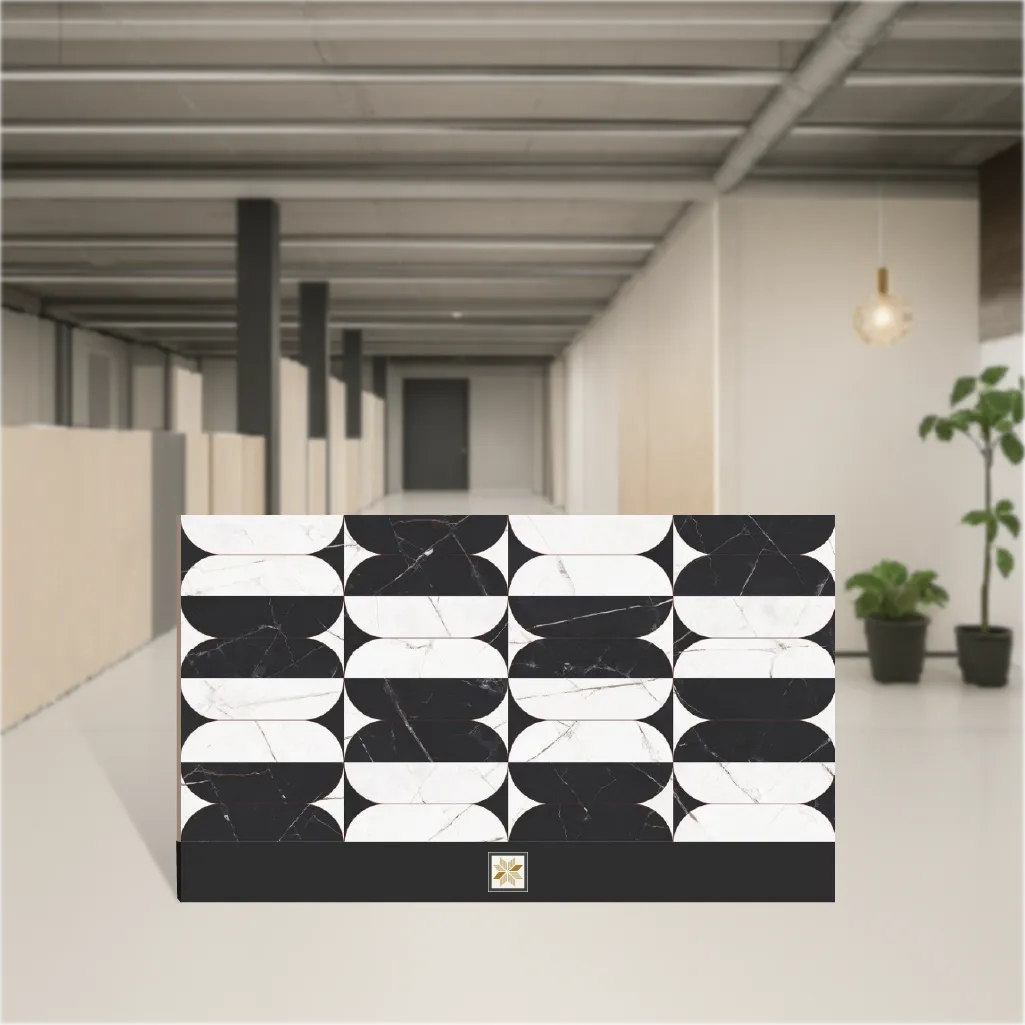 Vitrified Gravier Radiant White Embellish Highlighter Tiles Hi-Glossy Rectangular Tiles TL-6342-B (4x2 feet | 9 mm)