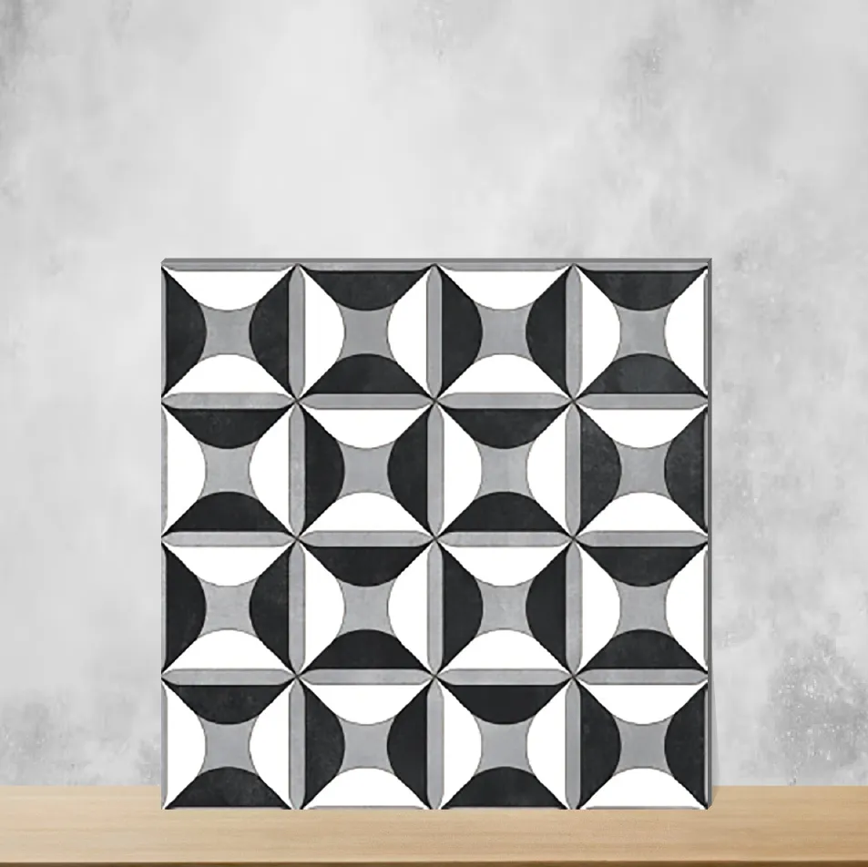 Vitrified Lustra Monocrome Noir & Light Moroccans Matt Square Tiles TL-6426 (2x2 feet | 9 mm)