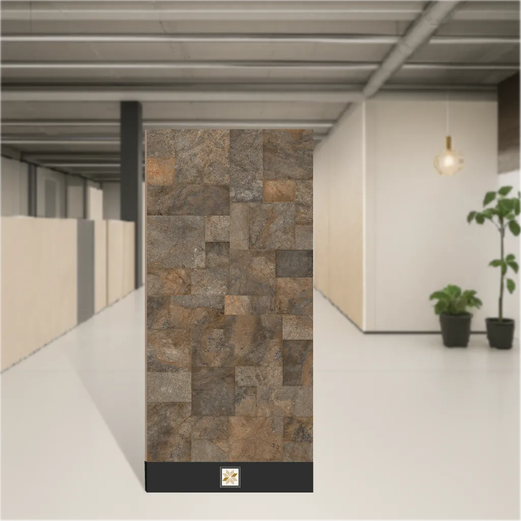 Vitrified Prestige Evardo Brown Marbles & Stones Matt Rectangular Tiles TL-6501 (4x2 feet | 9 mm)