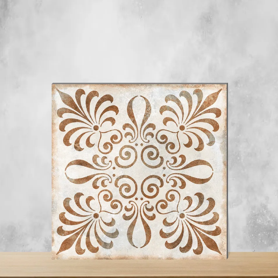 Vitrified Gemer Brown Moroccans Glossy Square Tiles TL-6765 (2x2 feet | 9 mm)