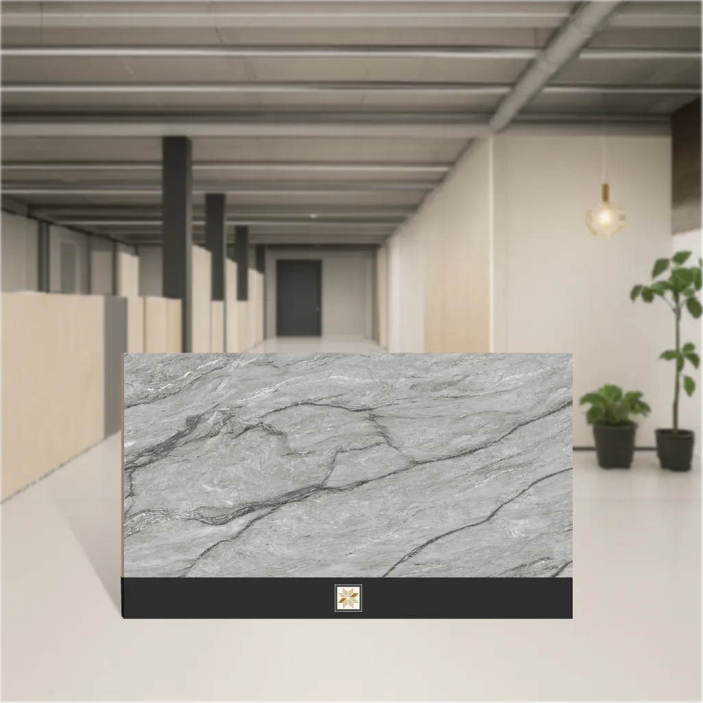 Vitrified Demon Grey Marbles & Stones Glossy Rectangular Tiles TL-6809 (4x2 feet | 9 mm)