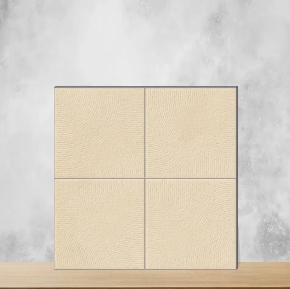 Ceramic Tones Circlet Ivory Punch Textures Glossy Square Tiles TL-6885-E (12x12 inch | 9 mm)