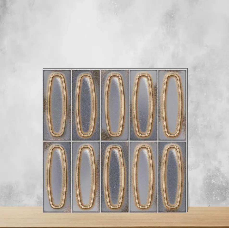 Ceramic Tones Coral Gray Geometric & Abstracts Glossy Square Tiles TL-6878-E (12x12 inch | 9 mm)