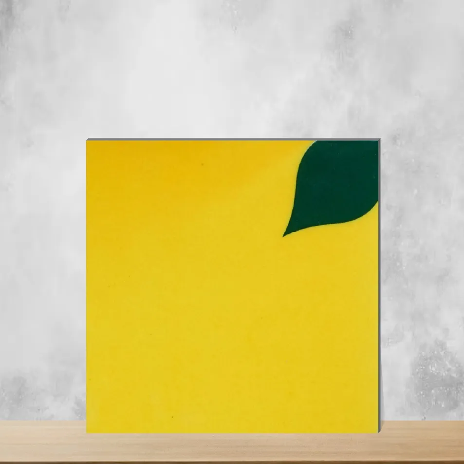 Ceramic Florica Center Piece Yellow Leaf Citrine Handmade Tiles Glossy Square Tiles TL-147-D (6x6 inch | 7 mm)