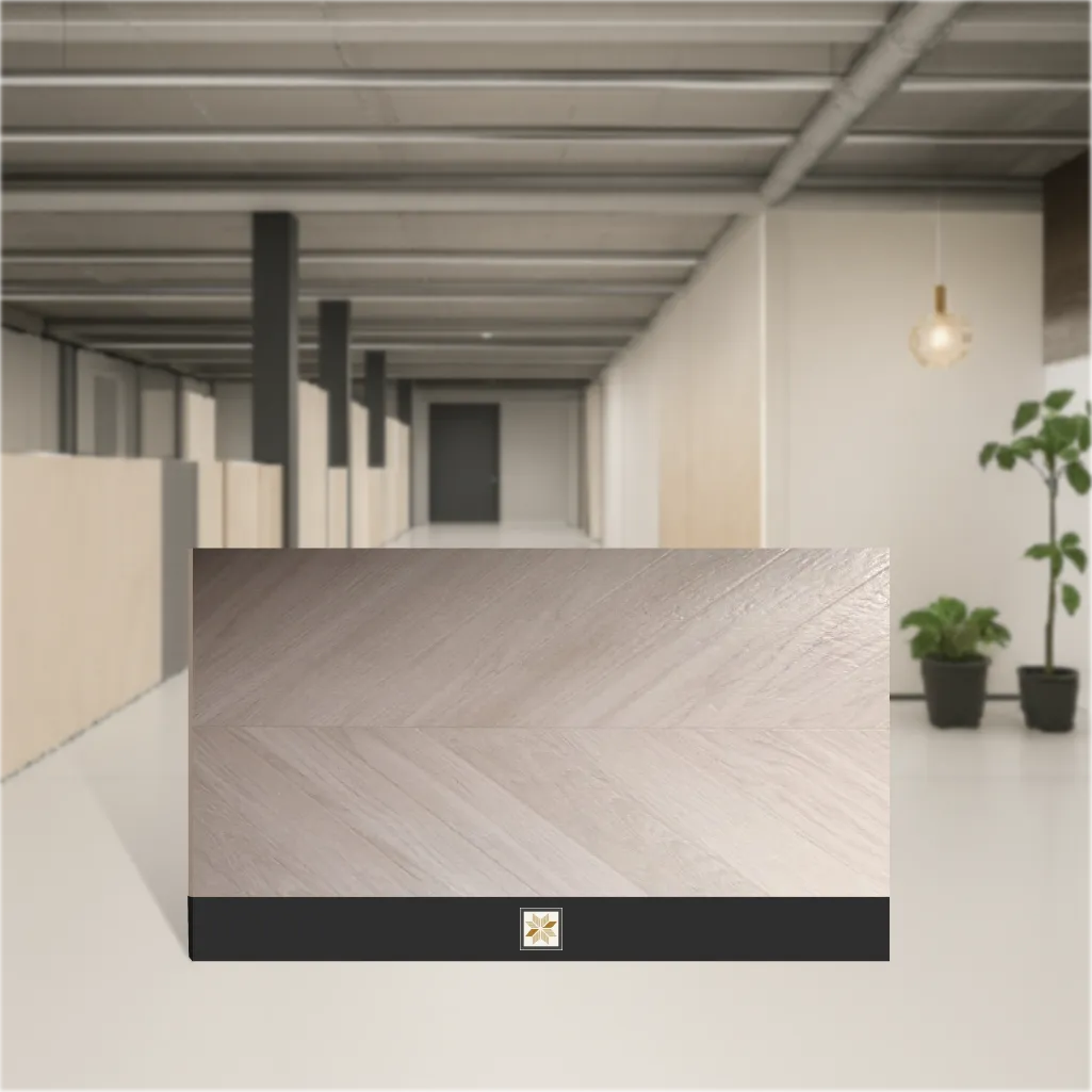 Vitrified Chevron Wood Silver Punch Textures Matt Rectangular Tiles TL-6996 (4x2 feet | 9 mm)