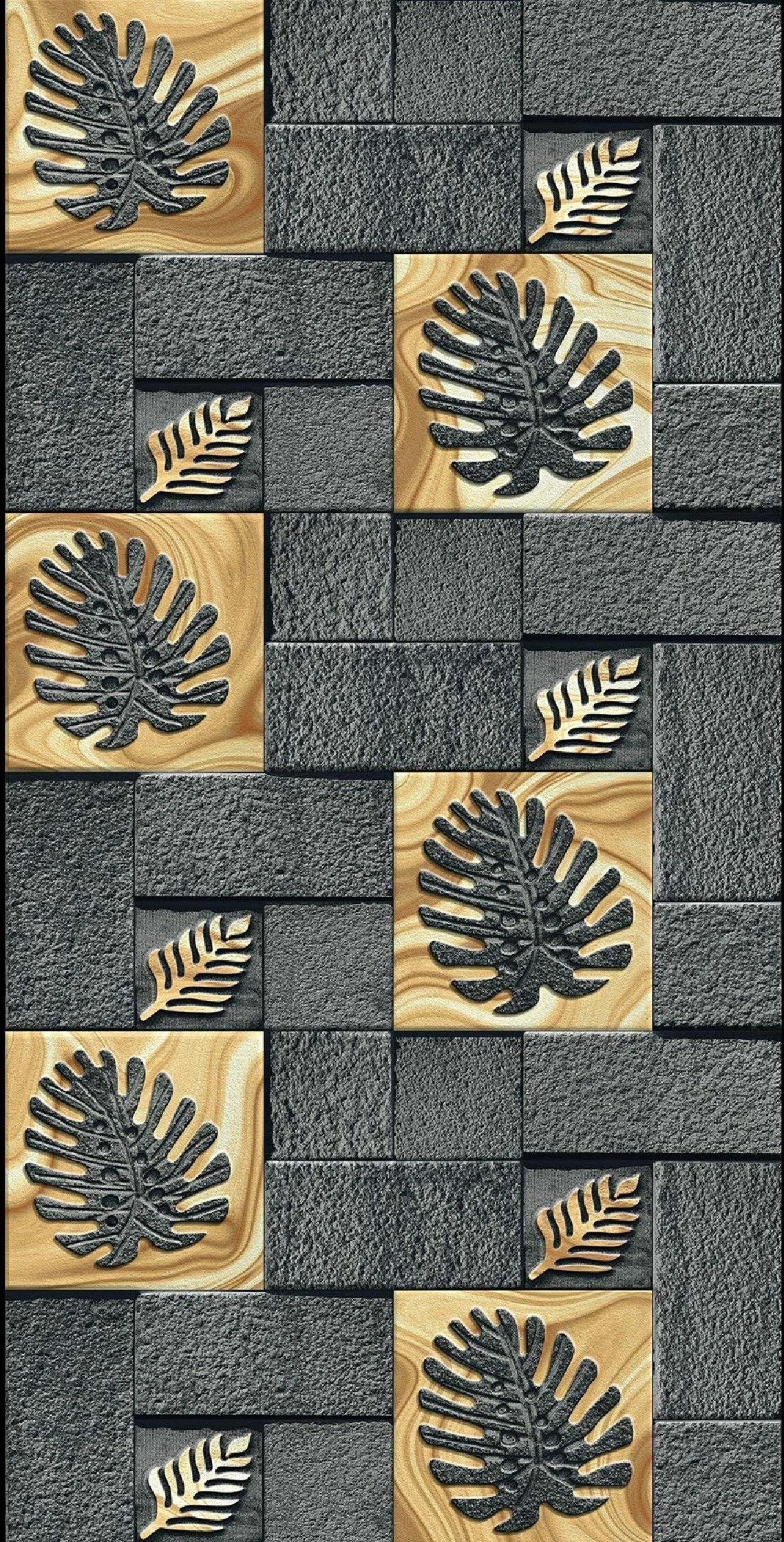 Grayscale Grey Elevation Stone Rectangular Tiles TL-7098 (18x12 inch | 8 mm)