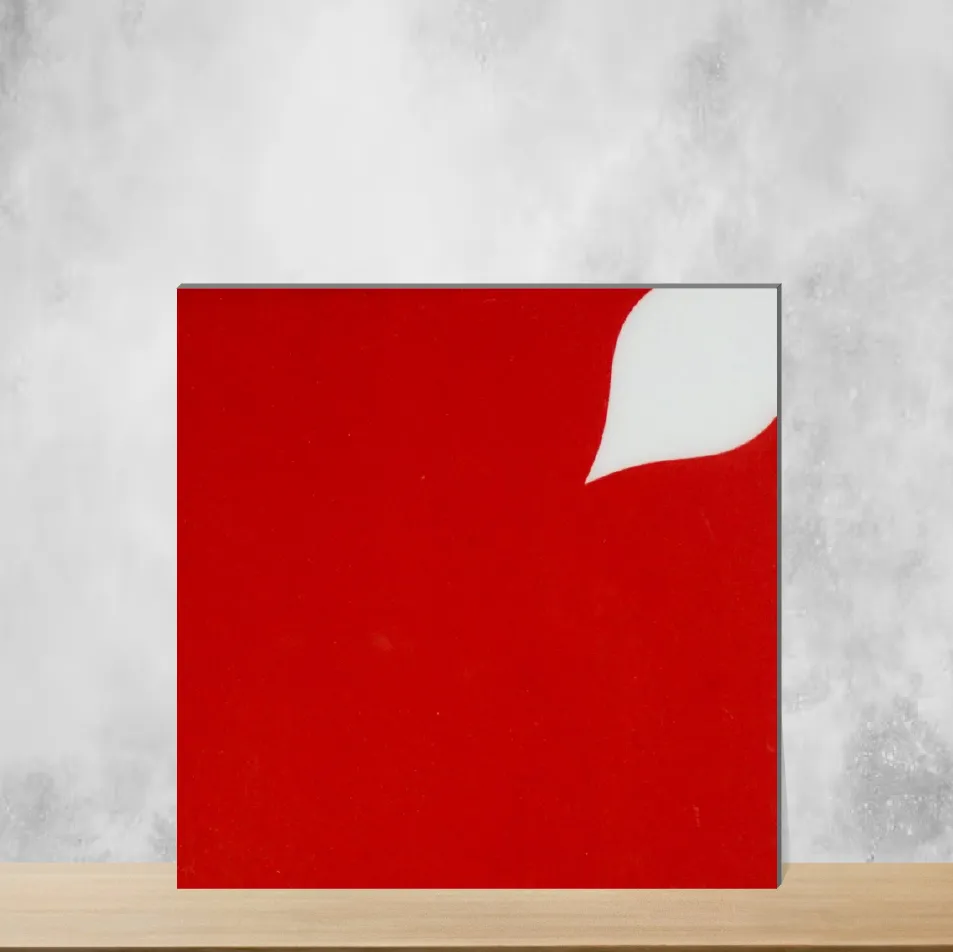 Ceramic Florica Center Piece Red Leaf Crimson Handmade Tiles Glossy Square Tiles TL-147-E (6x6 inch | 7 mm)