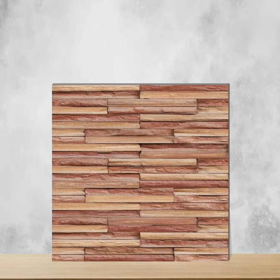 Terra Brown Elevation Stone Rectangular Tiles TL-7122-C (18x12 inch | 8 mm)