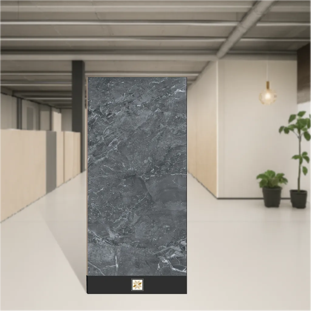 Vitrified Aurelio Polar Dark Marbles & Stones Glossy Rectangular Tiles TL-718-C (4x2 feet | 9 mm)