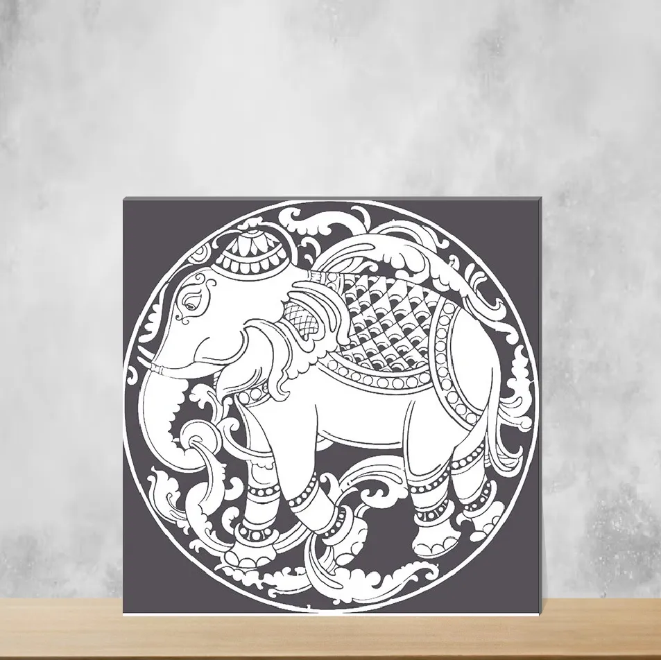 Vitrified Kalamkaari Gaj Highlighter Tiles Square Tiles TL-7277-D (12x12 inch | 9 mm)