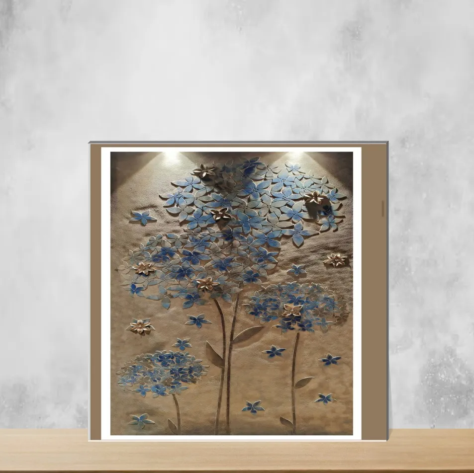 Vitrified Desert Blue Marbles & Stones Matt Square Tiles TL-7304 (2x2 feet | 9 mm)