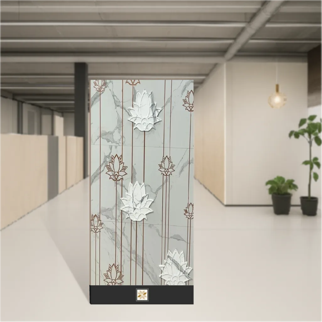 Luminous Lotus Tropical Florals Rectangular Tiles TL-7305 (8.2x4 feet | 10 mm)