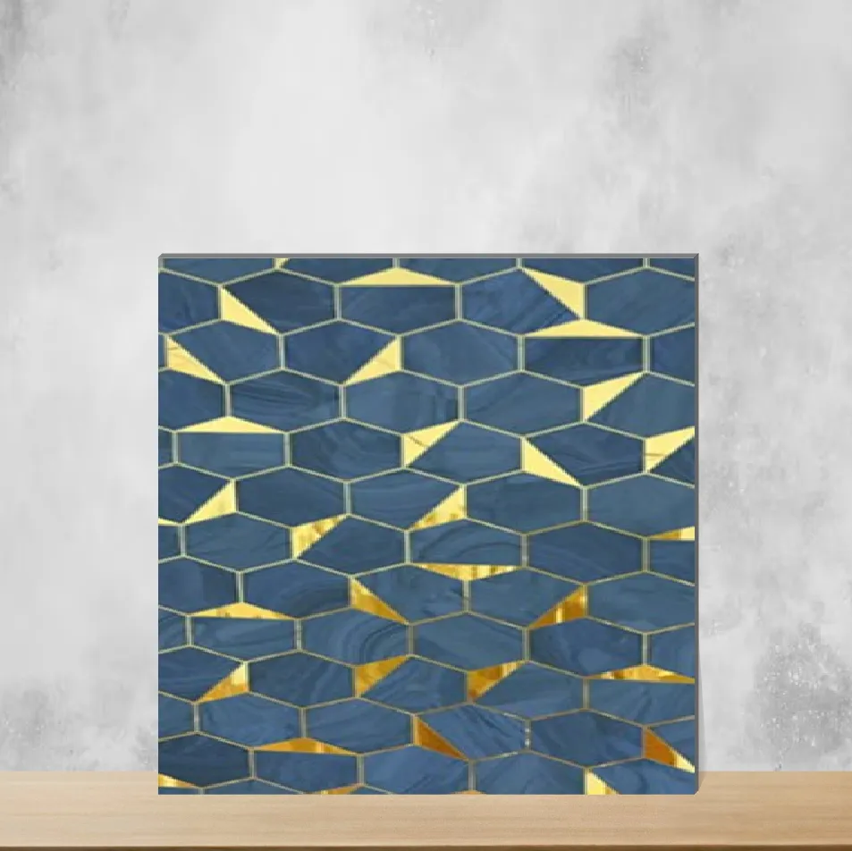 Ceramic Trendy Gold Decor 15 Highlighter Tiles Glossy Rectangular Tiles TL-7306 (12x24 inch | 9 mm)