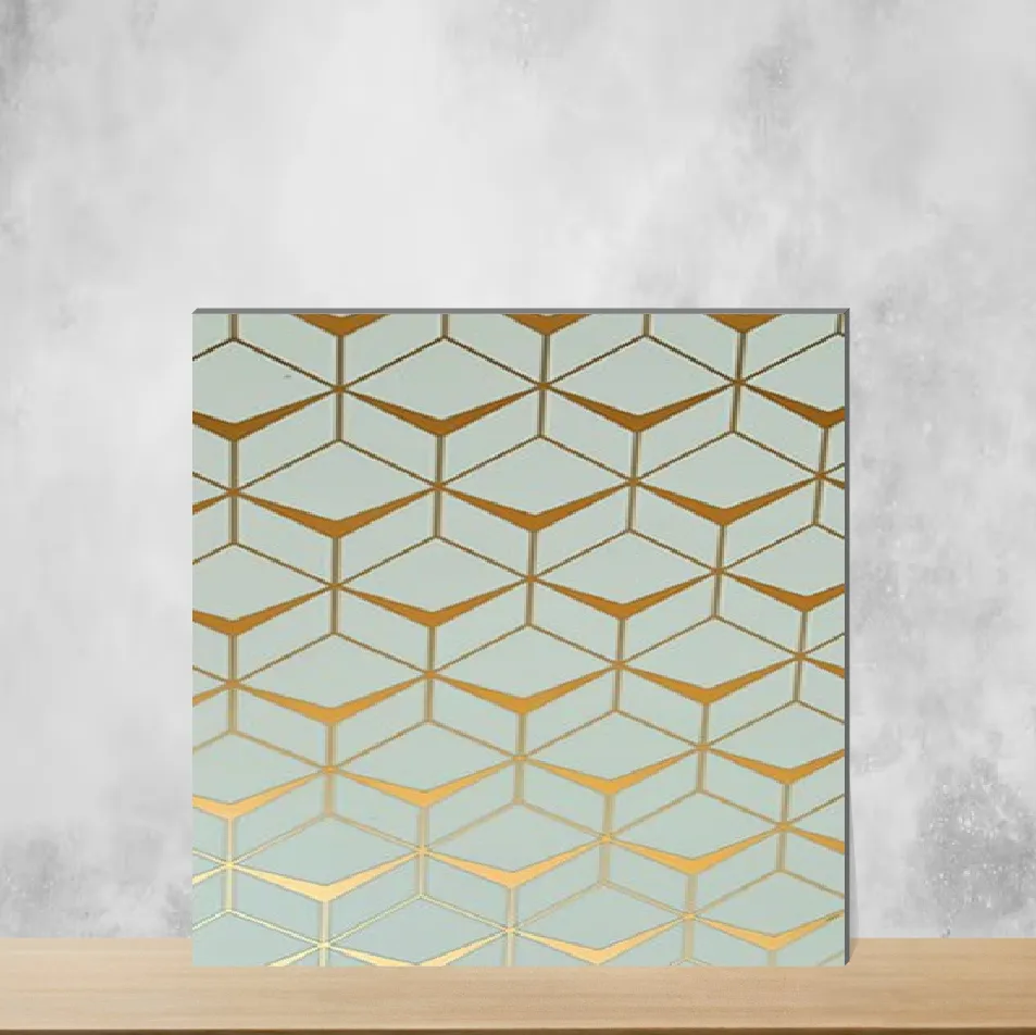 Ceramic Trendy White Gold Decor 5 Highlighter Tiles Glossy Rectangular Tiles TL-7317 (12x24 inch | 9 mm)