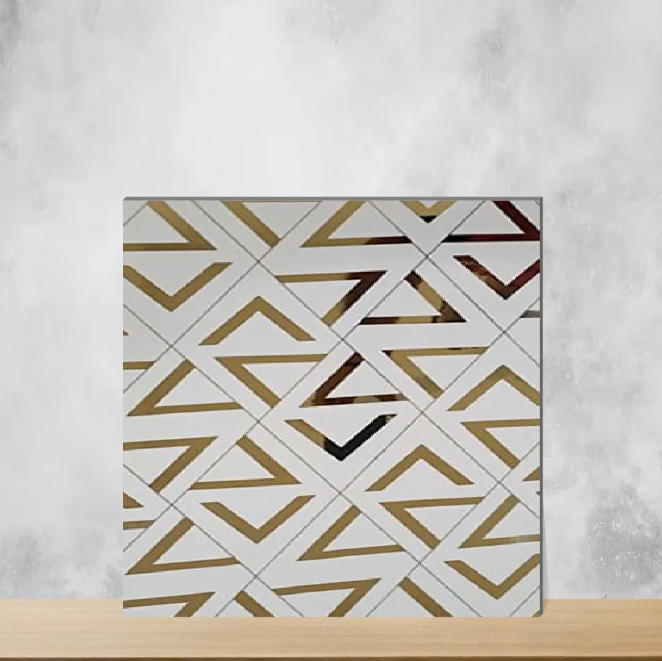 Ceramic Trendy White Gold Decor 2 Highlighter Tiles Glossy Rectangular Tiles TL-7326 (12x24 inch | 9 mm)