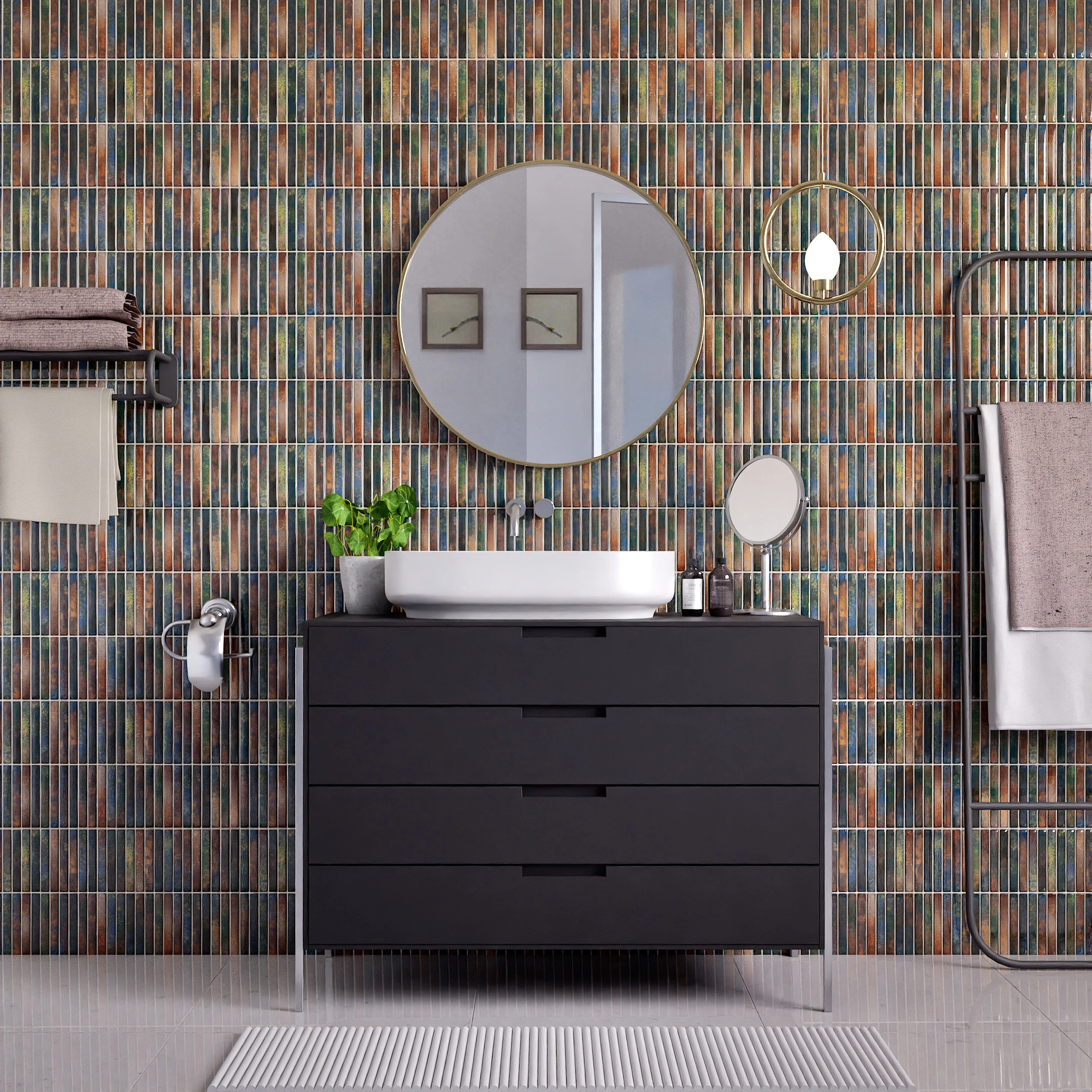 Ceramic Miraq KitKat Glossy Rectangular Tiles TL-848-C (24x12 inch | 8 mm)