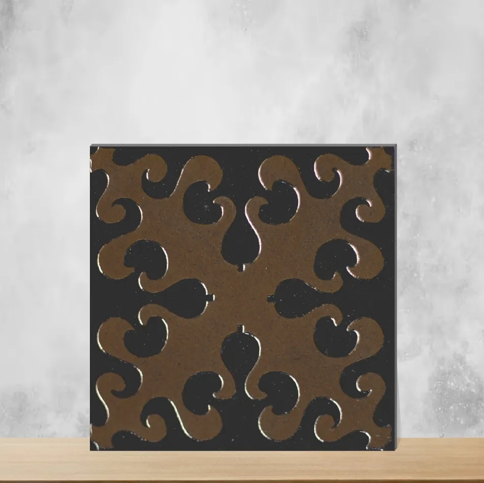 Vitrified Swirl Bloom Bronze Charm Square Tiles TL-191-G (6x6 inch | 9 mm)