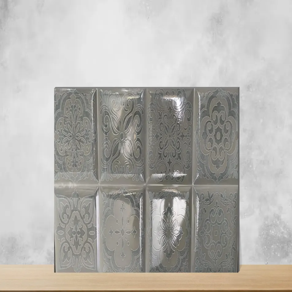 Piazza Roselle DK Highlighter Tiles Glossy Square Tiles TL-7945-B (12x12 inch | 9 mm)