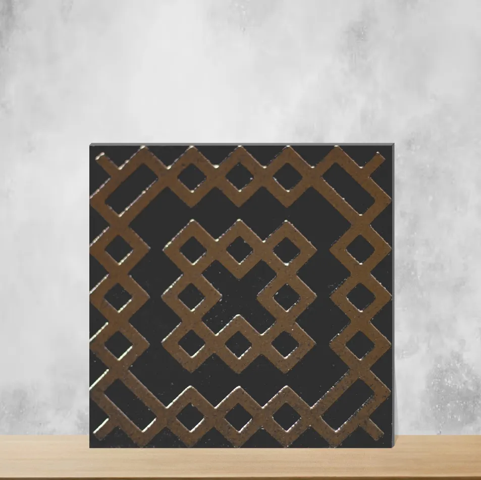 Vitrified Lattice Squares Bronze Charm Square Tiles TL-191-E (6x6 inch | 9 mm)