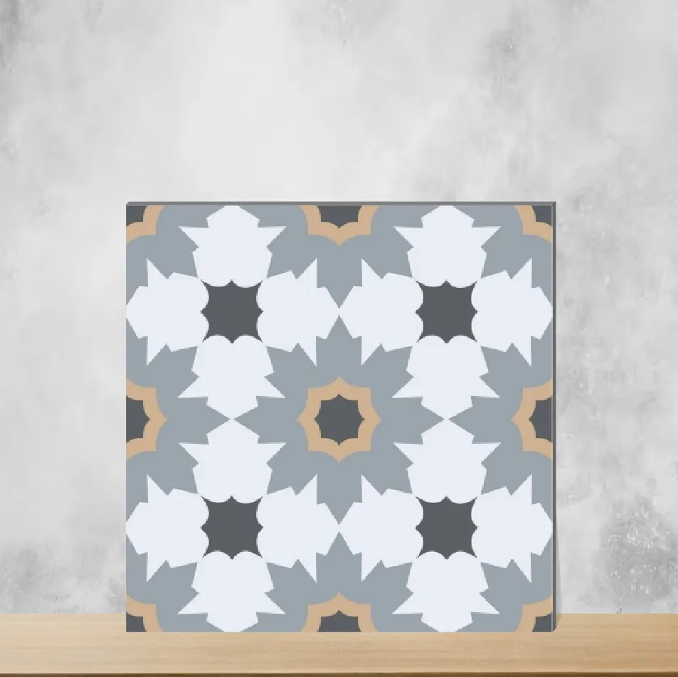 Vitrified Decor 10 Geometric & Abstracts Matt Square Tiles TL-7645 (2x2 feet | 9 mm)