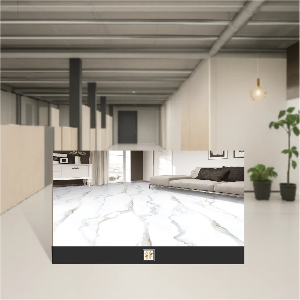 Vitrified Rocco White Glit Marbles & Stones Matt Rectangular Tiles TL-7660 (6x4 feet | 9 mm)