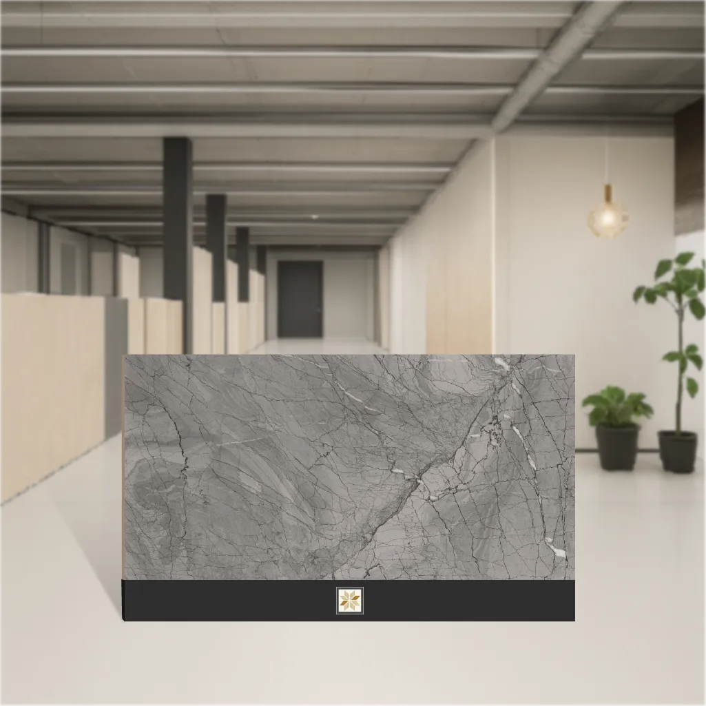 Vitrified Misty Grey Carving Textures Matt Rectangular Tiles TL-773 (4x2 feet | 9 mm)