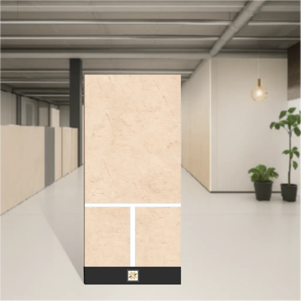 Vitrified Royal Beige Marbles & Stones Hi-Glossy Rectangular Tiles TL-7760 (8x4 feet | 9 mm)