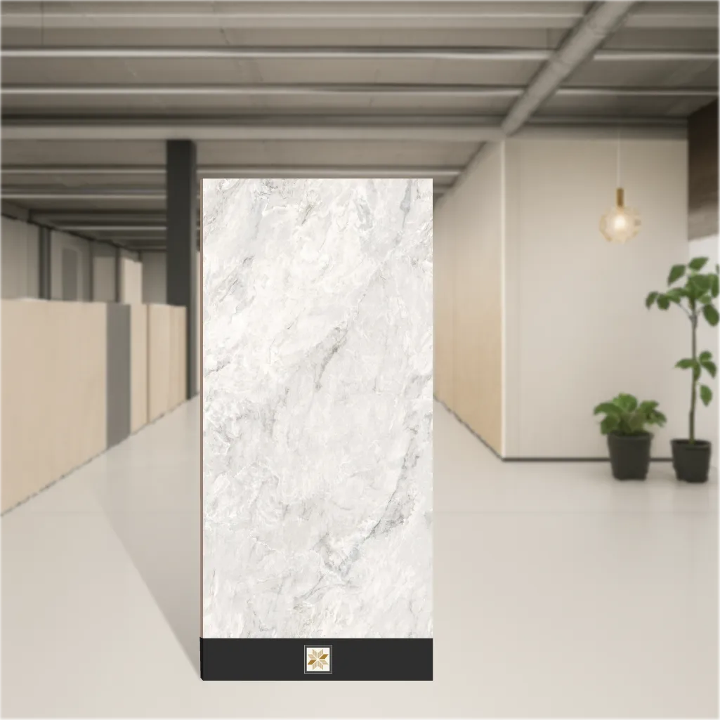 Vitrified Quiri White Marbles & Stones Matt Rectangular Tiles TL-6579-C (6x4 feet | 9 mm)