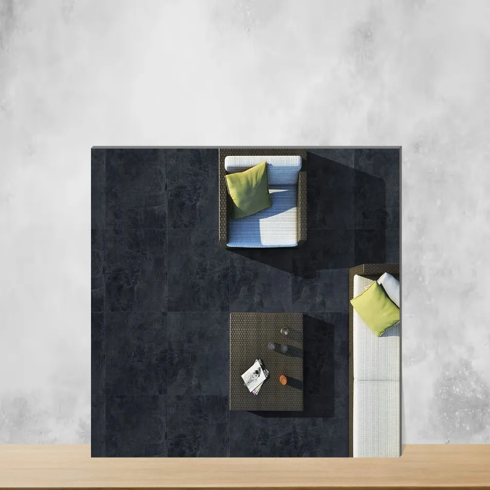 Vitrified Soho Black Cement Look Matt Square Tiles TL-7867 (2x2 feet | 9 mm)