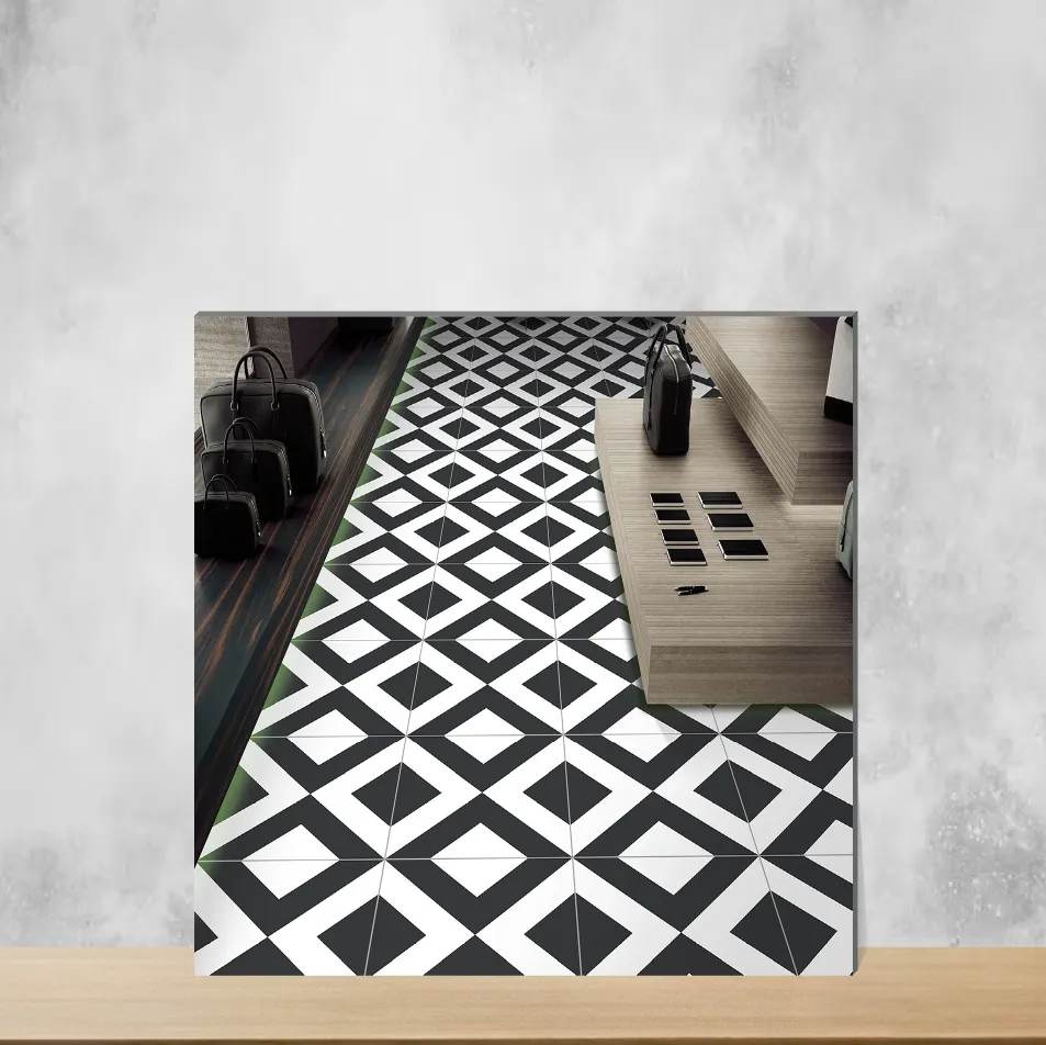 Vitrified Tele Black Moroccans Matt Square Tiles TL-7872 (2x2 feet | 9 mm)