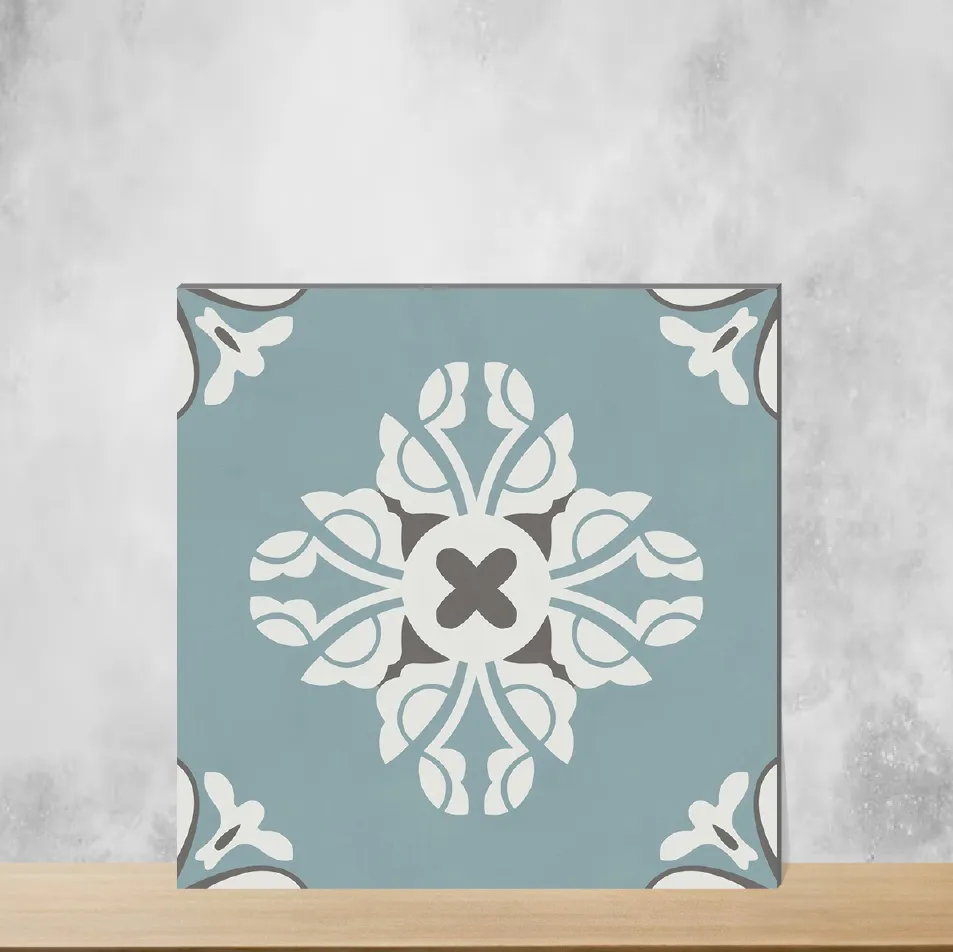 Vitrified Zellige Turquoise Bloom Moroccans Matt Square Tiles TL-4505-C (12x12 inch | 9 mm)