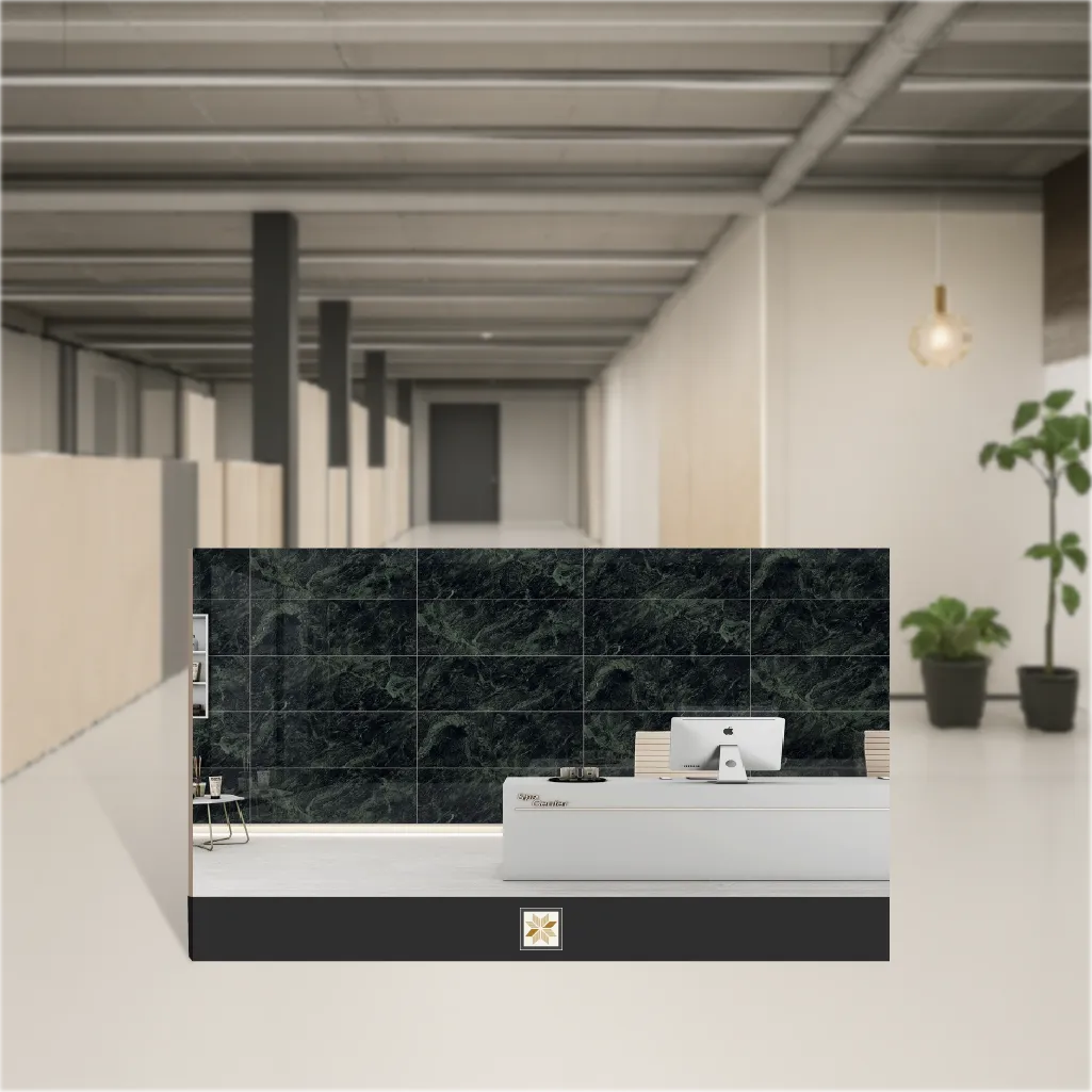 Vitrified Hassan Green Marbles & Stones Matt Rectangular Tiles TL-8067 (4x2 feet | 9 mm)