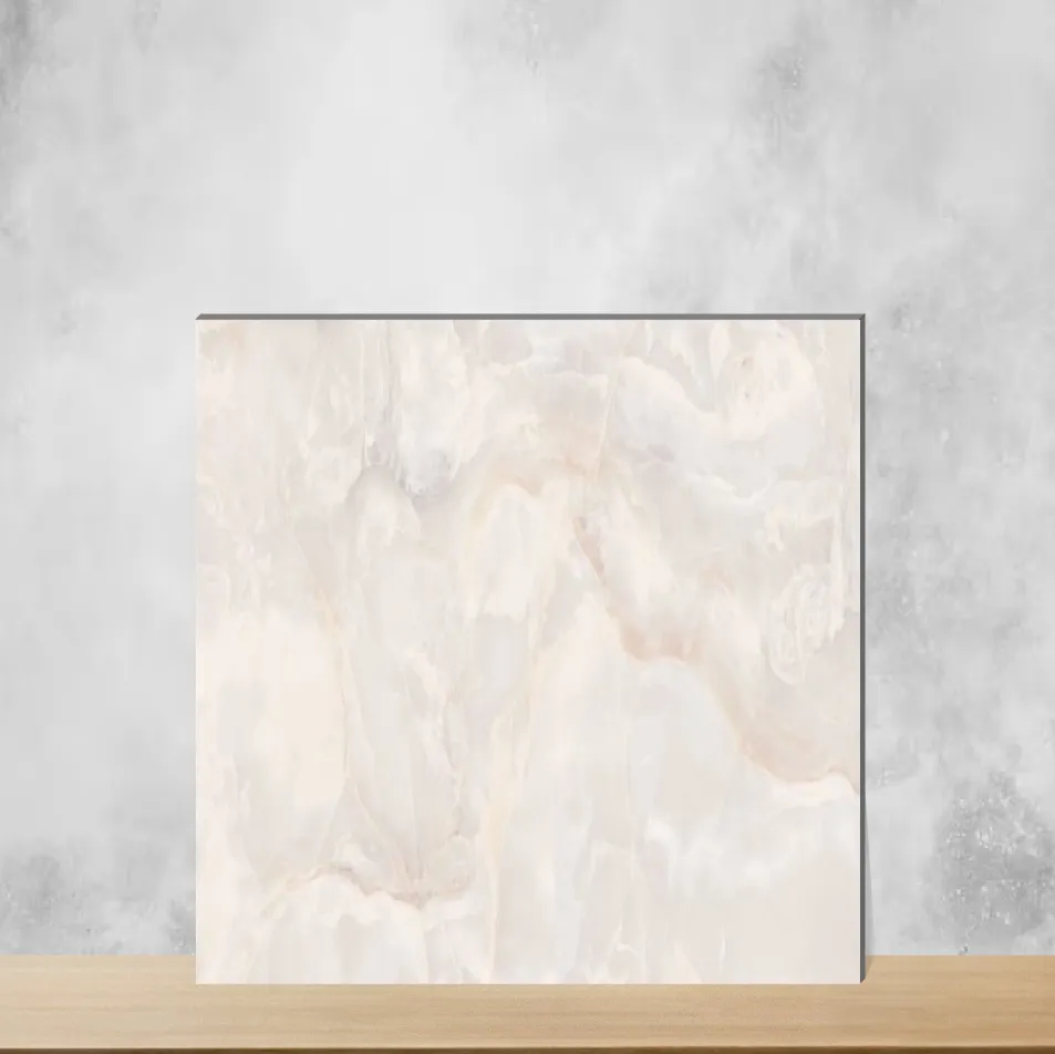 Ceramic Bistro Beige Onyx Light Marbles & Stones Glossy Rectangular Tiles TL-808-C (24x12 inch | 9 mm)