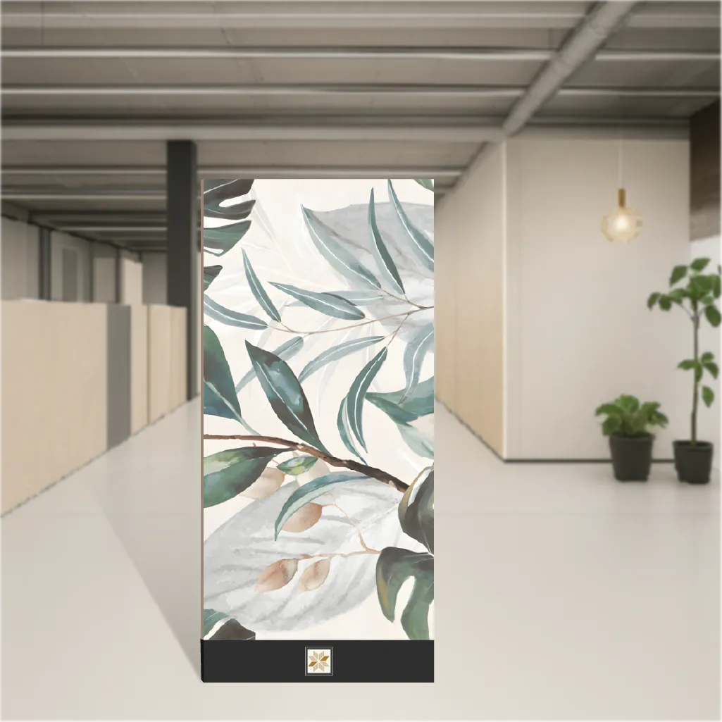 Vitrified Monstera Blanco Decor Pattern 2 Tropical Florals Matt Rectangular Tiles TL-4919-C (4x2 feet | 9 mm)