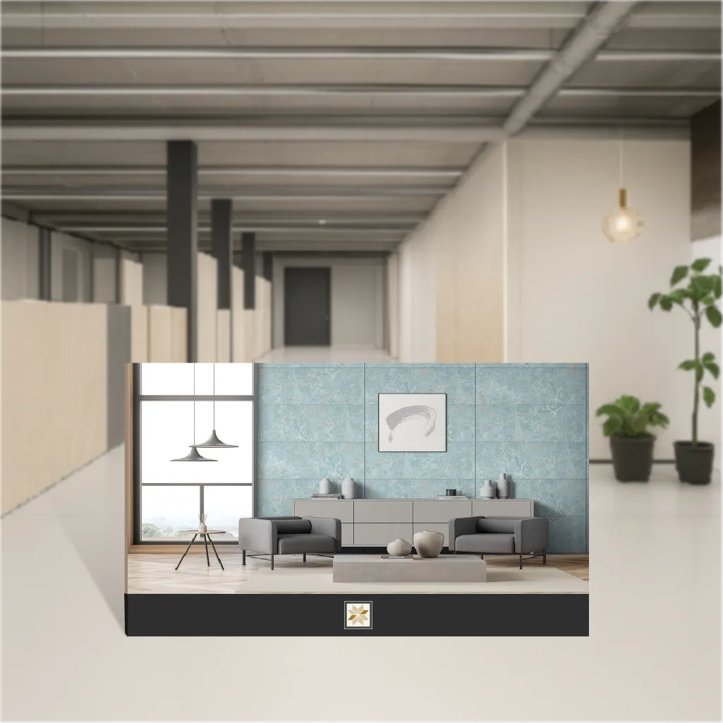 Vitrified Domo Onyx Aqua Marbles & Stones Hi-Glossy Rectangular Tiles TL-8163 (4x2 feet | 9 mm)