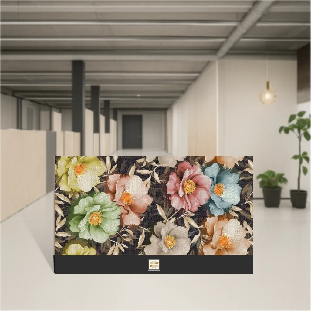 Vitrified Shimmer Black Decor Tropical Florals Matt Rectangular Tiles TL-8209-A (4x2 feet | 9 mm)